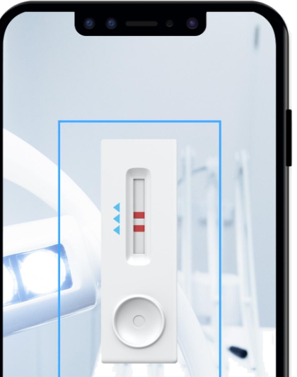 The app locating the test inside the analysis zone